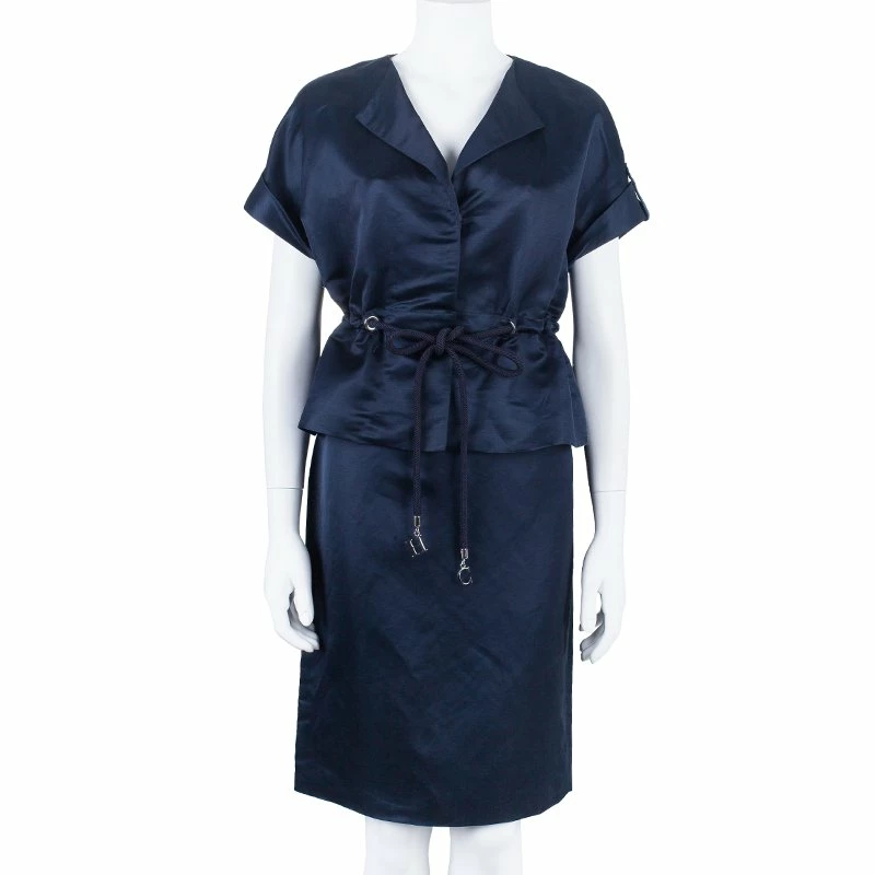 Carolina Herrera Navy Skirt Suit L Women - Navy Blue
