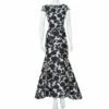 CH Carolina Herrera Monochrome Printed Scoop Back Sleeveless Gown L Women - Black