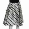 CH Carolina Herrera Monochrome Polka Dot Satin Box Pleated Short Skirt XS Women - Silver