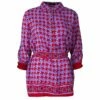 Carolina Herrera Purple Red Houndstooth Printed Top L Women - Multicolor