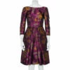 CH Carolina Herrera Magenta Floral Jacquard Pleated Midi Dress S Women - Pink