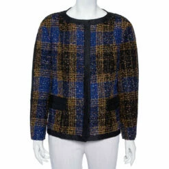 Carolina Herrera Multicolor Tweed Button Front Jacket XL Women