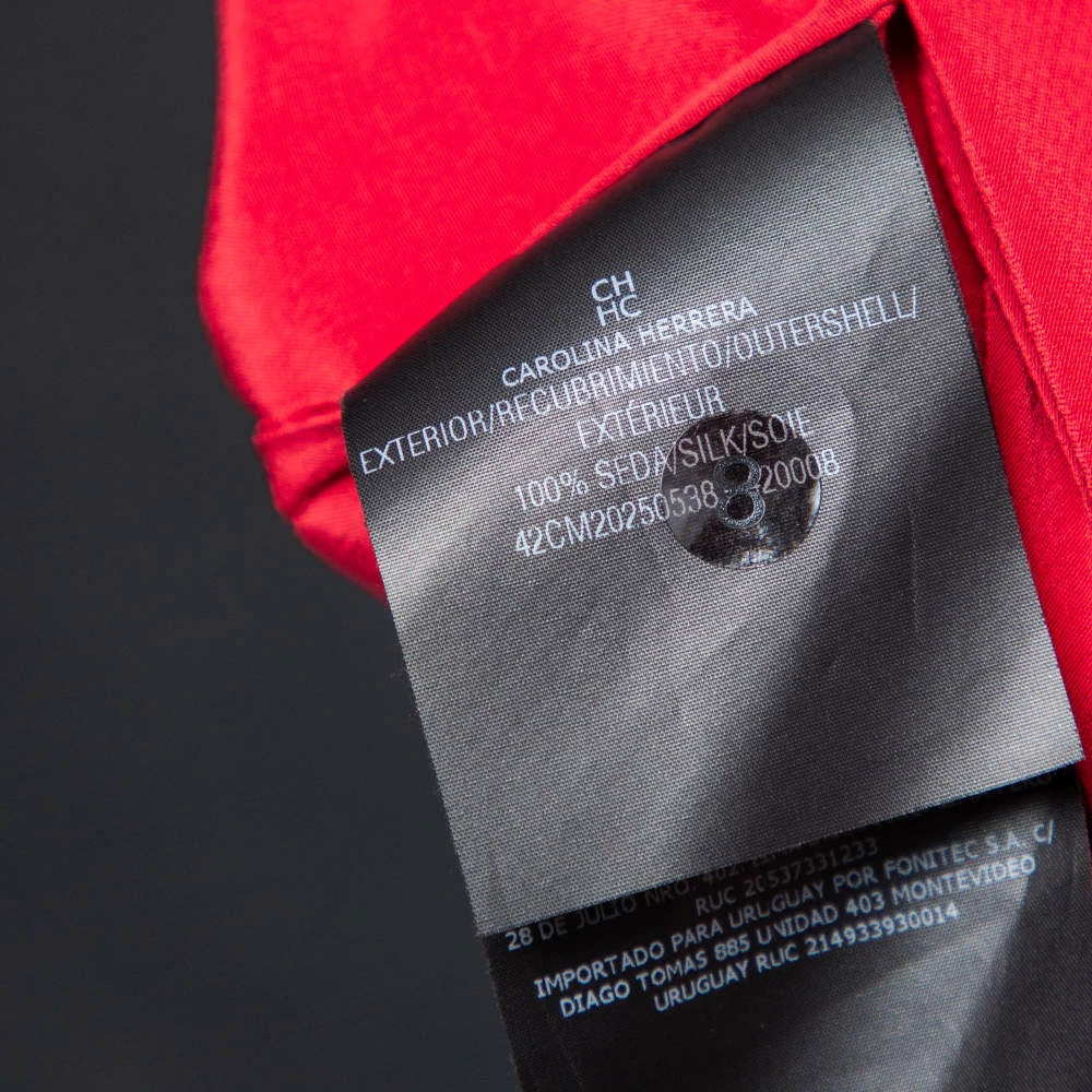 Carolina Herrera Red Silk Neck Tie Detail Blouse M Women