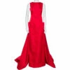 Carolina Herrera Red Sateen Backless Evening Gown M Women