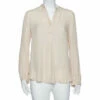 Carolina Herrera Cream Silk Ruffled Cuff Detail Blouse M Women