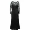 Carolina Herrera Black Lace Trail Detail Long Sleeve Gown L Women