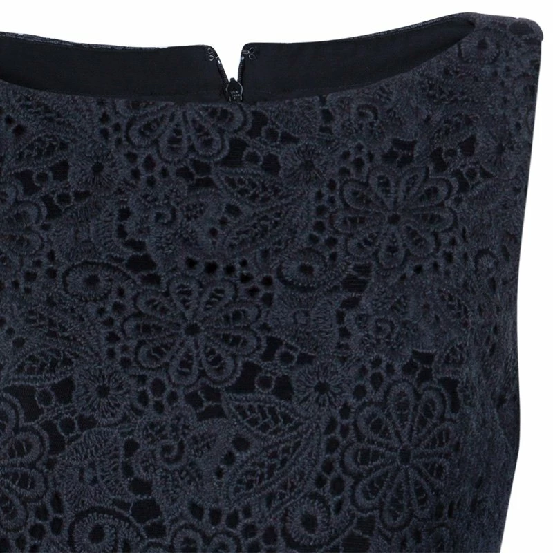 Carolina Herrera Grey Lace Sheath Dress L Women