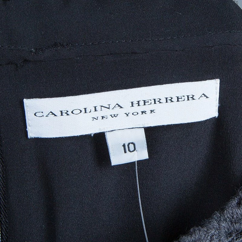 Carolina Herrera Grey Lace Sheath Dress L Women