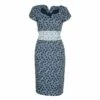 Carolina Herrera Blue And White Jacquard Cap Sleeve Dress M Women - Blue,white
