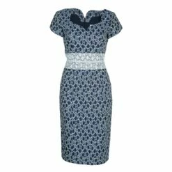 Carolina Herrera Blue And White Jacquard Cap Sleeve Dress M Women - Blue,white