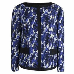 Carolina Herrera Floral Printed Silk Box Jacket XL Women - Blue