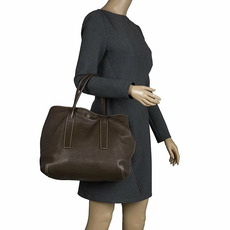 Carolina Herrera Brown Leather Tote Women