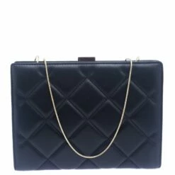 Carolina Herrera Black Leather Chain Clutch Women