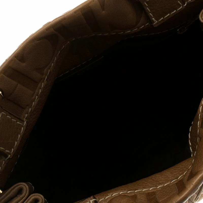 Carolina Herrera Brown Monogram Leather Tote Women