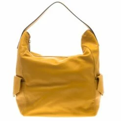 Carolina Herrera Yellow Leather Hobo Women