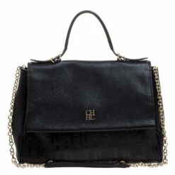 Carolina Herrera Black Leather Shoulder Bag Women