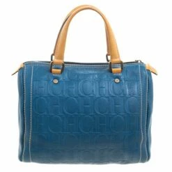 Carolina Herrera Blue Leather Andy Boston Bag Women