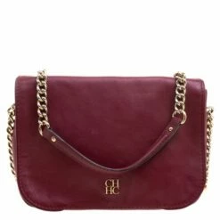 Carolina Herrera Burgundy Leather New Baltazar Shoulder Bag Women