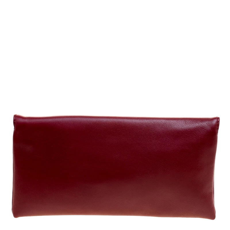 Carolina Herrera Burgundy Leather Clutch Women
