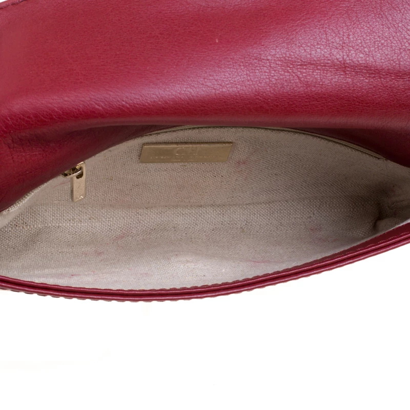Carolina Herrera Burgundy Leather Clutch Women