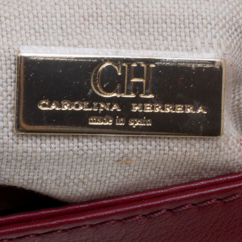 Carolina Herrera Burgundy Leather Clutch Women