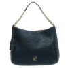 Carolina Herrera Navy Blue Grain Leather Maria Shoulder Bag Women