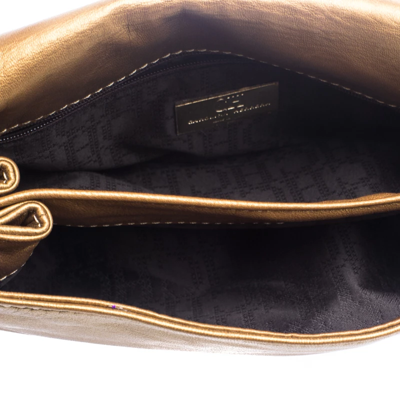 Carolina Herrera Gold Quilted Leather Shoulder Bag Women