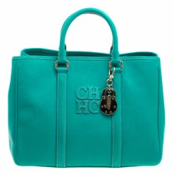 Carolina Herrera Turquoise Leather Matteo Tote Women - Blue