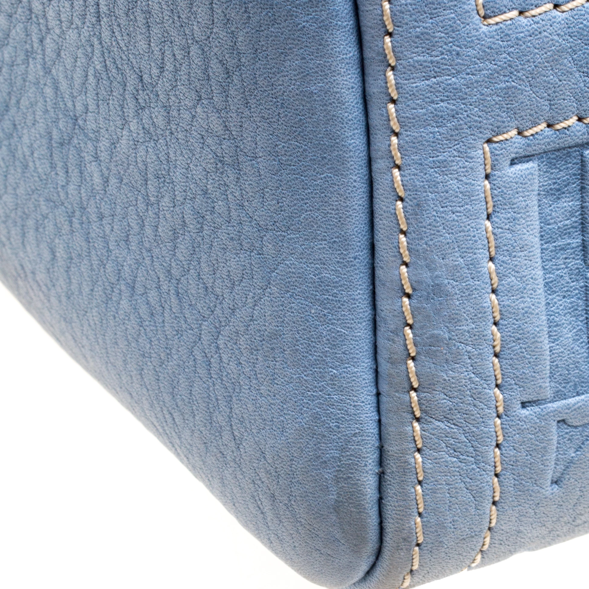 Carolina Herrera Powdered Blue Leather Mini Andy Boston Bag Women