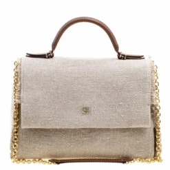 Carolina Herrera Beige Canvas Shoulder Bag Women