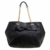 Carolina Herrera Black Monogram Leather Audrey Tote Women