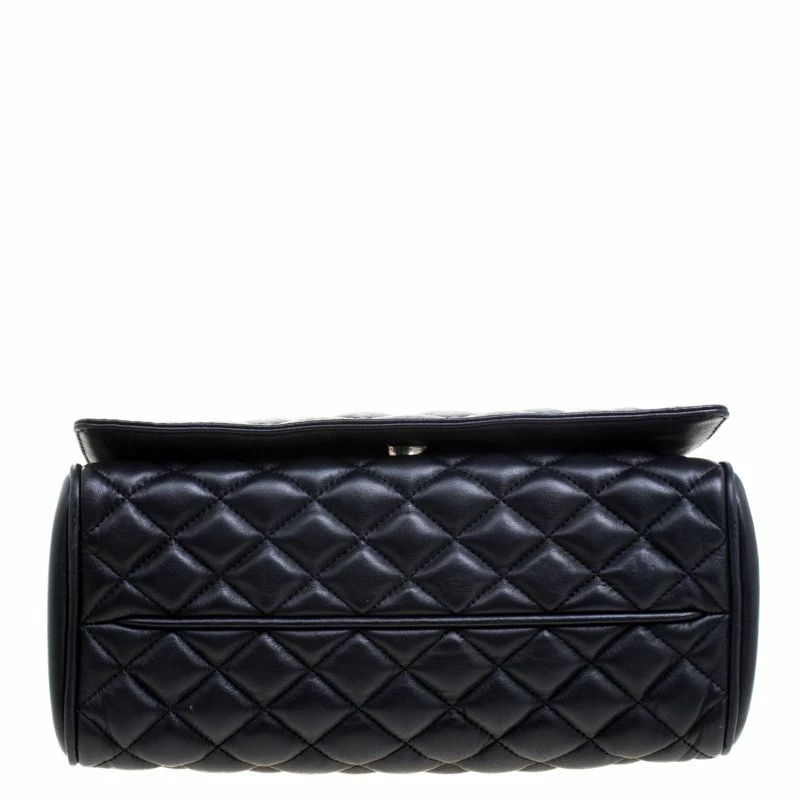 Carolina Herrera Black Quilted Leather Flap Bag Women