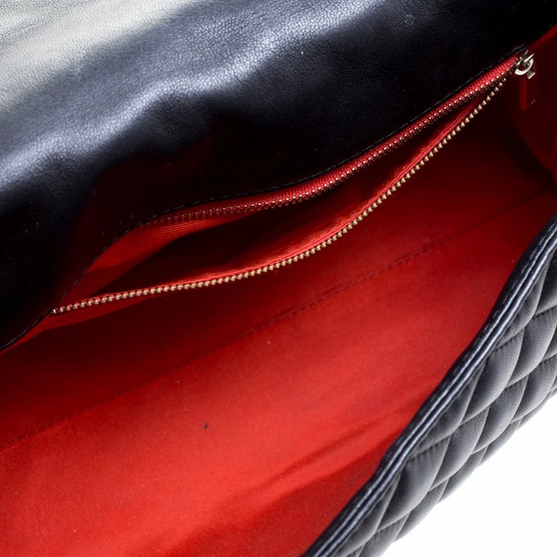 Carolina Herrera Black Quilted Leather Flap Bag Women