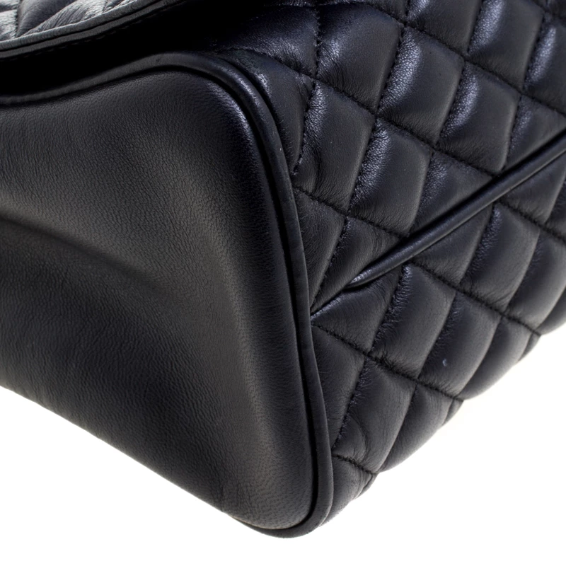 Carolina Herrera Black Quilted Leather Flap Bag Women