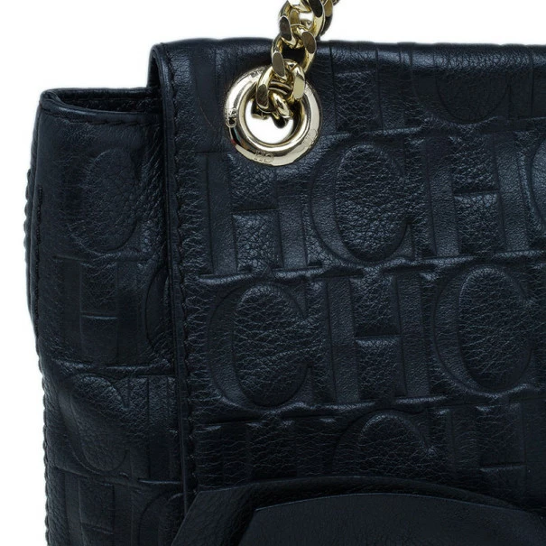 Carolina Herrera Black Leather Audrey Shoulder Bag Women