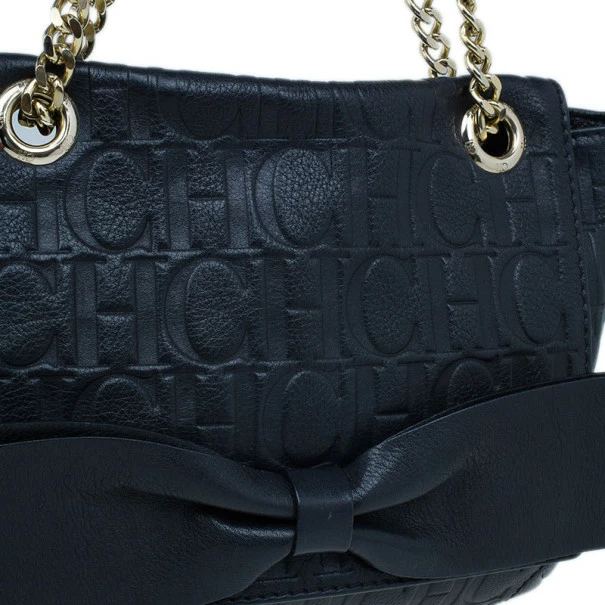 Carolina Herrera Black Leather Audrey Shoulder Bag Women