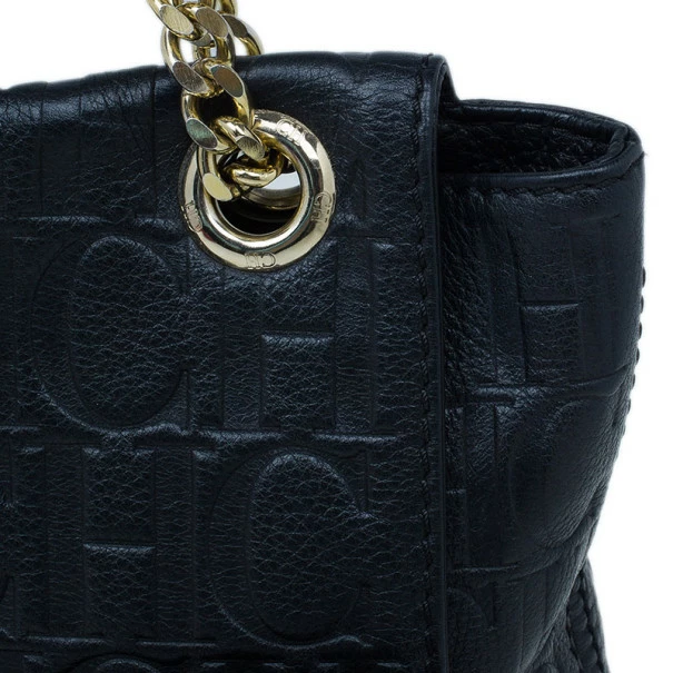 Carolina Herrera Black Leather Audrey Shoulder Bag Women