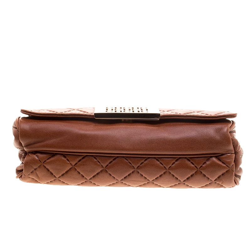 Carolina Herrera Brown Quilted Leather Clutch Women