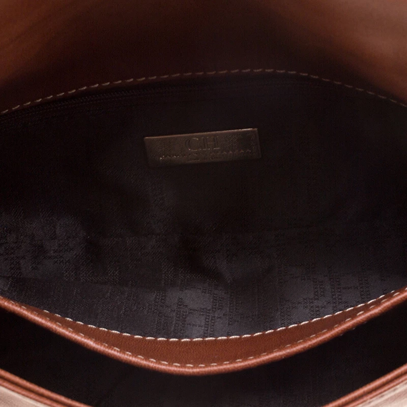 Carolina Herrera Brown Quilted Leather Clutch Women