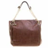 Carolina Herrera Brown Monogram Leather Shoulder Bag Women