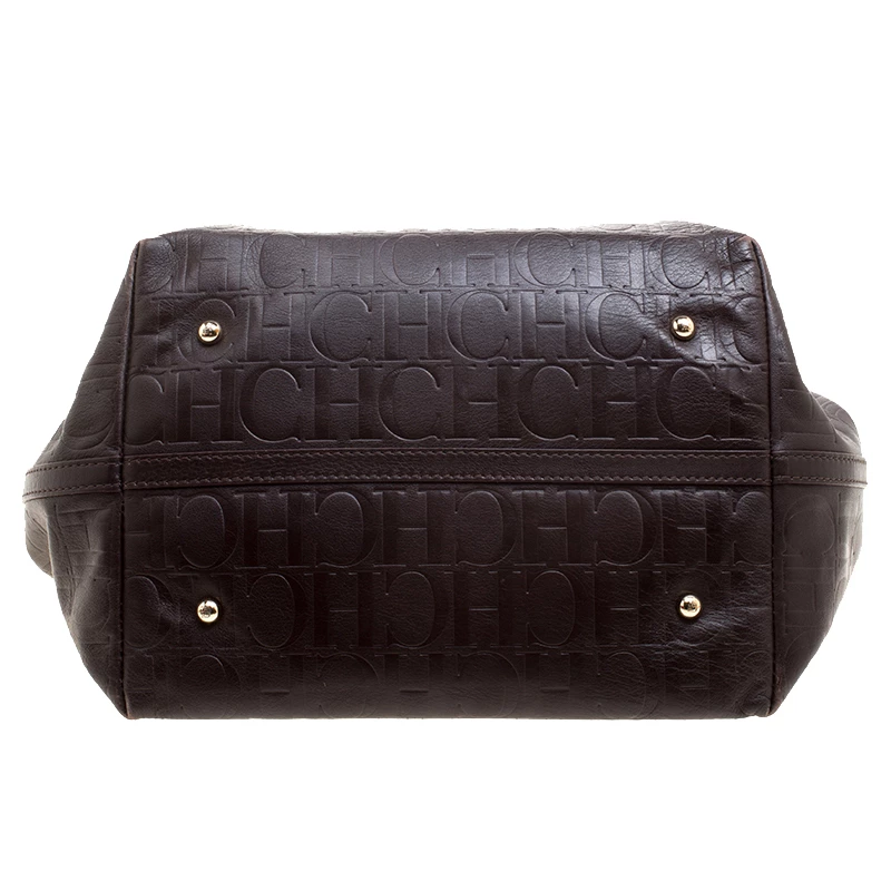 Carolina Herrera Brown Monogram Leather Matryoshka Tote Women