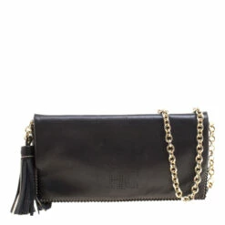 Carolina Herrera Black Leather Chain Crossbody Bag Women