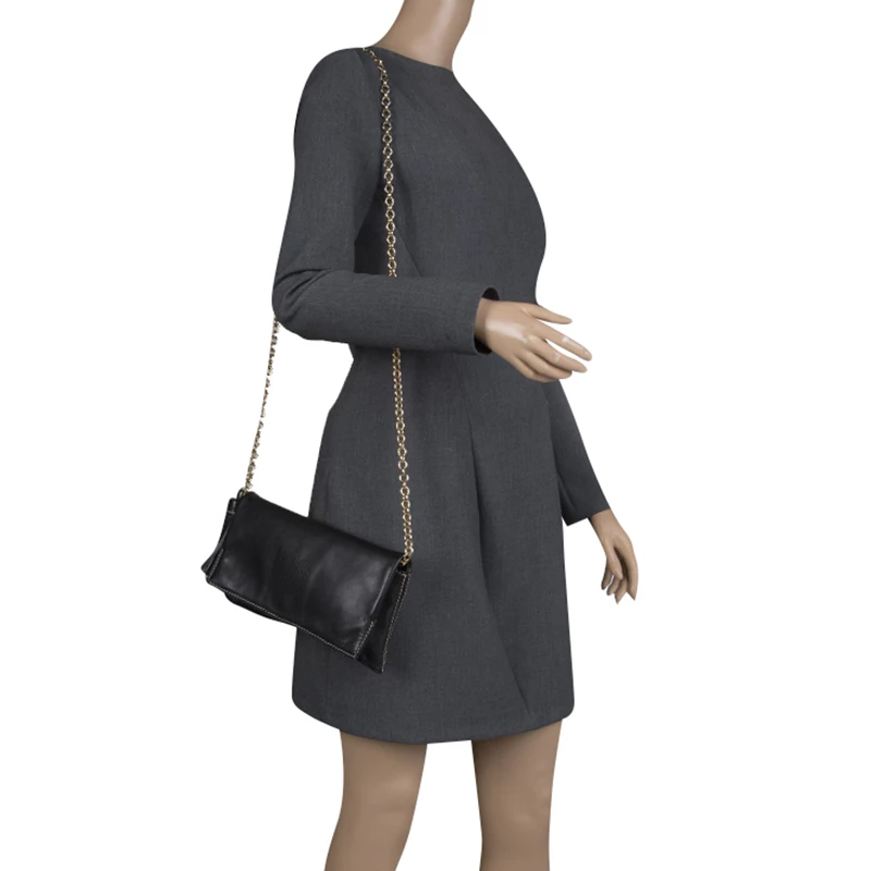 Carolina Herrera Black Leather Chain Crossbody Bag Women