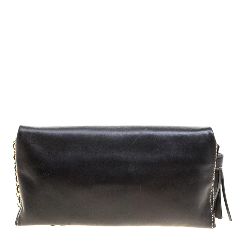 Carolina Herrera Black Leather Chain Crossbody Bag Women