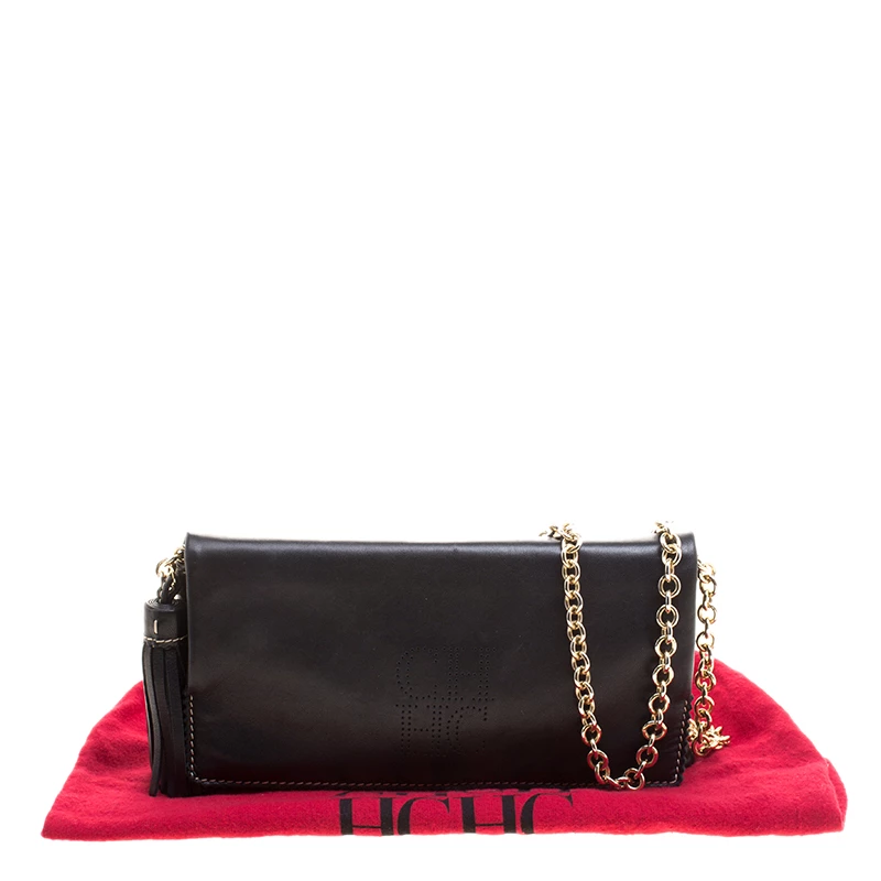 Carolina Herrera Black Leather Chain Crossbody Bag Women