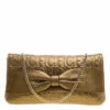 Carolina Herrera Gold Monogram Leather Bow Bag Women
