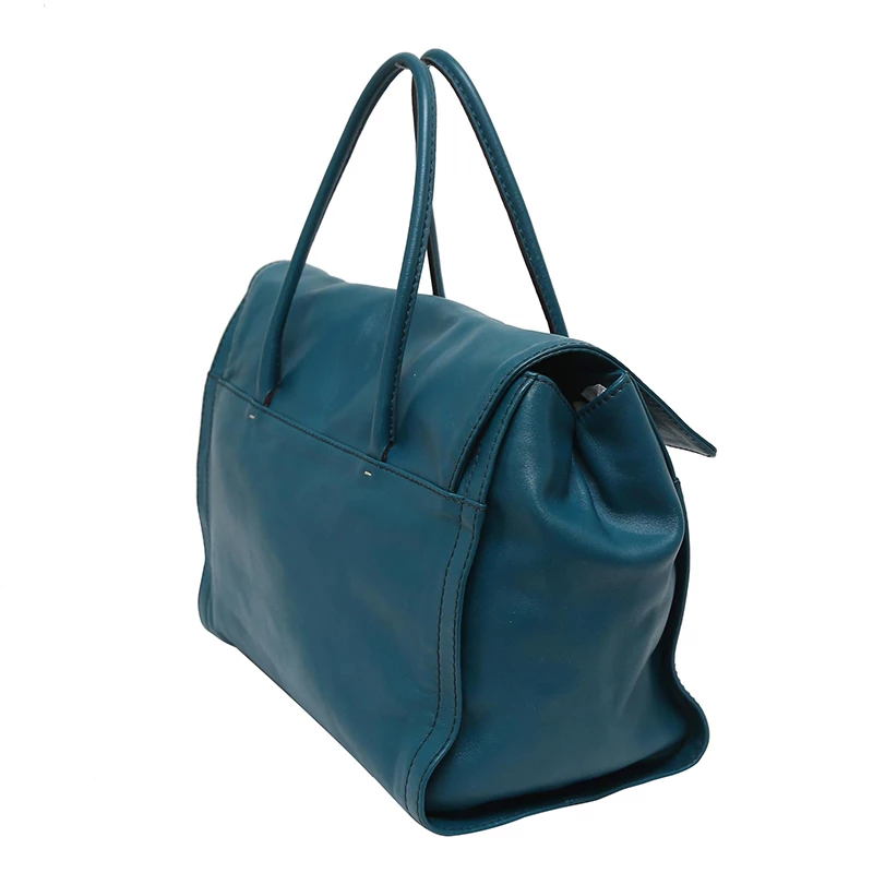 Carolina Herrera Turquoise Leather Flap Satchel Bag Women - Blue