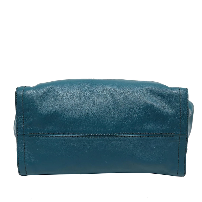 Carolina Herrera Turquoise Leather Flap Satchel Bag Women - Blue