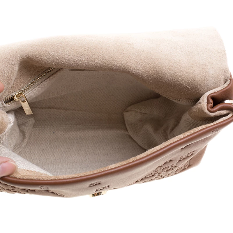 Carolina Herrera Brown Embossed Leather Satchel Women