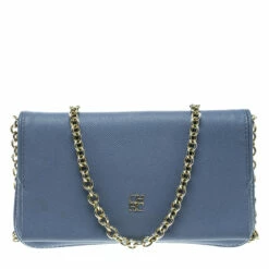 Carolina Herrera Blue Leather Flap Bag Women
